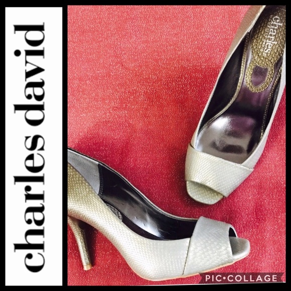 CHARLES DAVID Open Toe Pumps - Picture 1 of 7